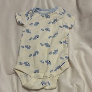 Gerber Cream Baby Onesie with Light Blue Animal Print